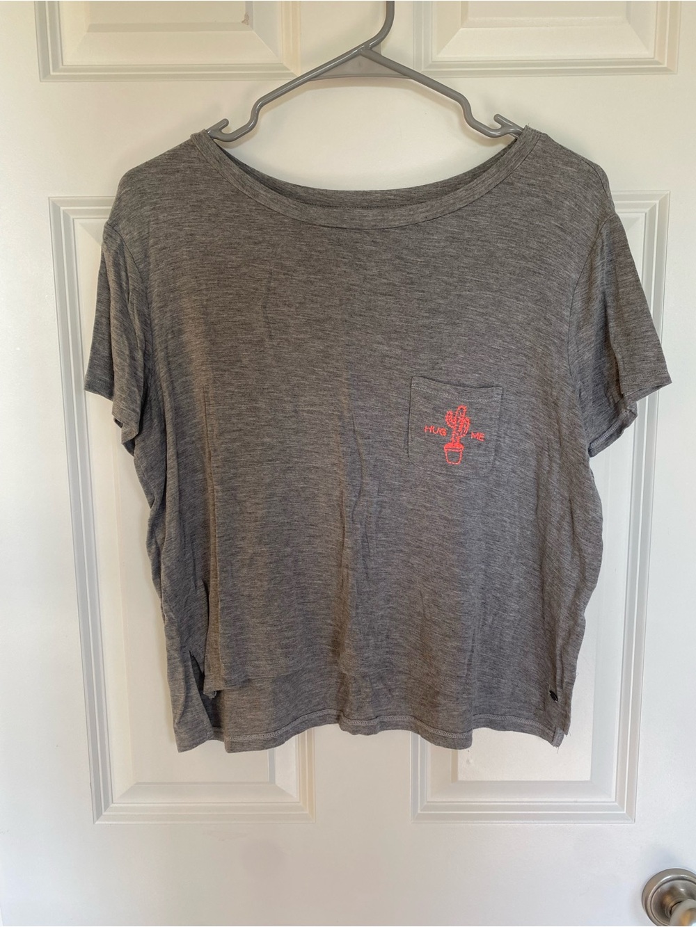 American Eagle Outfitters “Hug Me” Embroidered “Soft and Sexy” Cropped Tee
